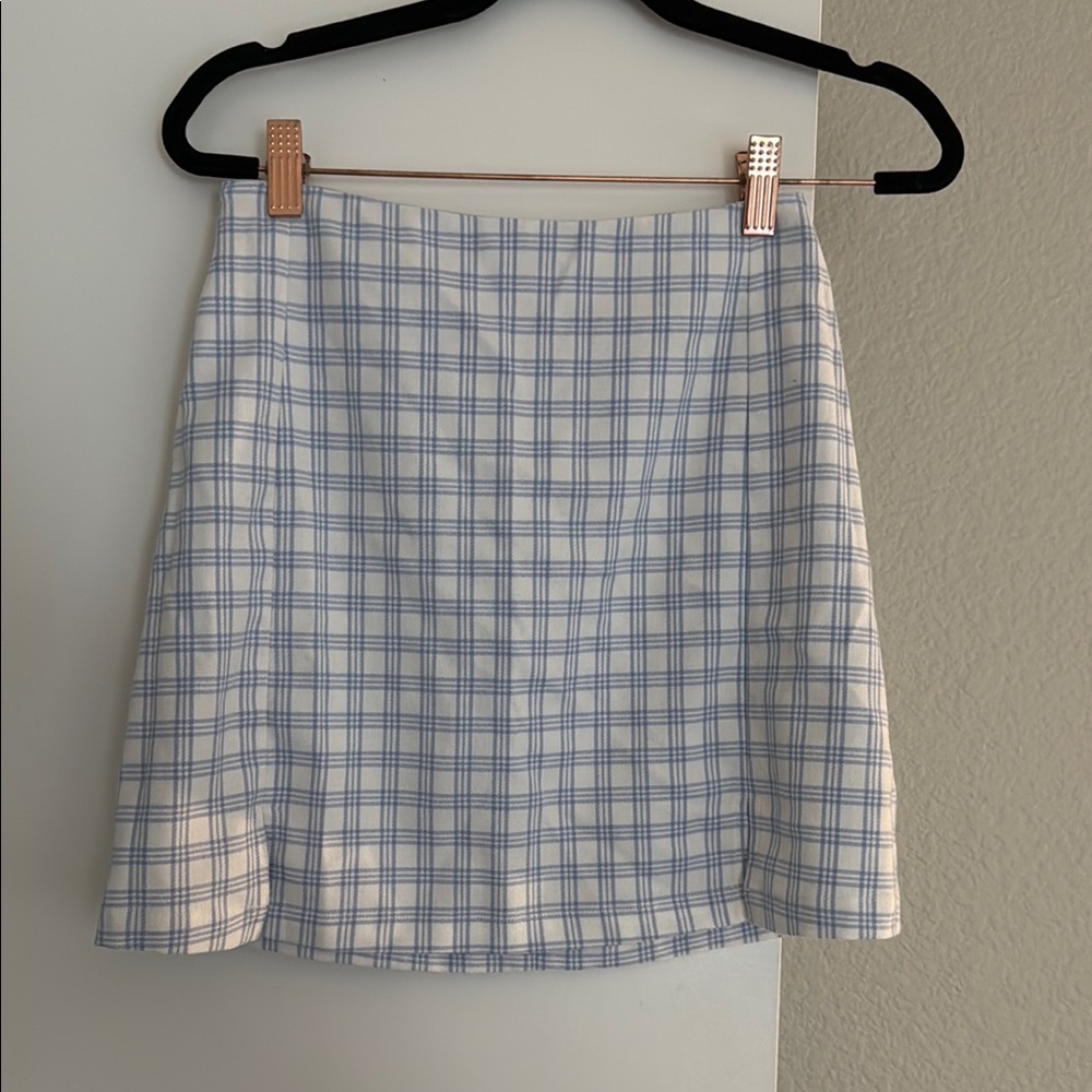 Brandy Melville Blue and White Mini A-line Skirt